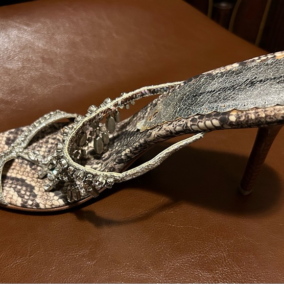 Beverly Feldman Silver Python / Rhinestone Sandal - Picture 7 of 7